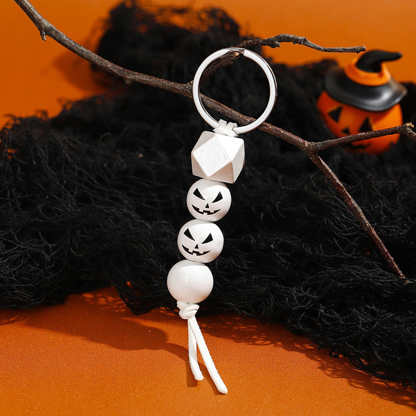 Wholesale Halloween Pumpkin Spider Wood Beads Beaded Keychain